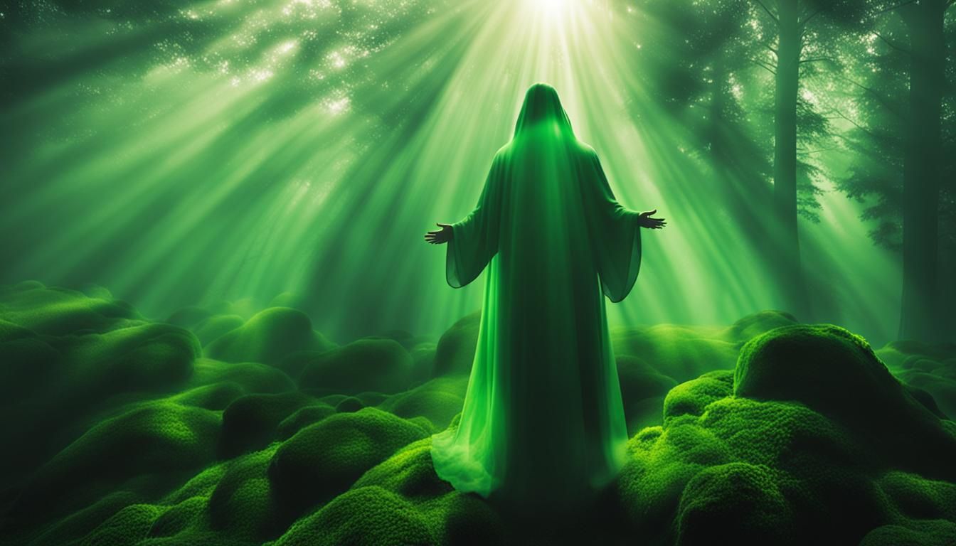 Ethereal Green Fog with Divine Sunlight
