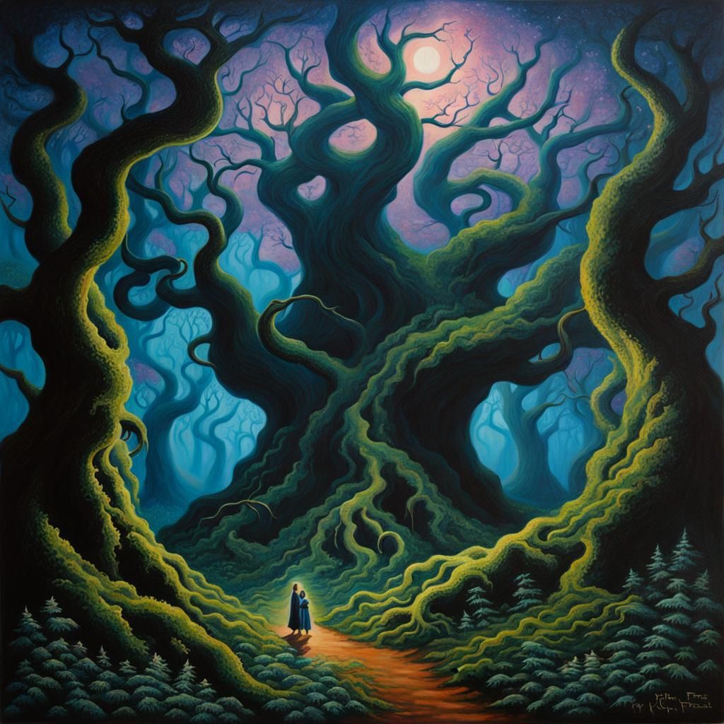 Eldritch Forest Painting in Sci-Fi Art Style