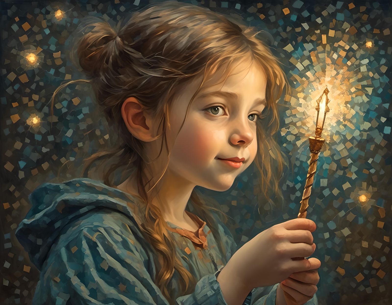 Girl with Magic Wand Illustration