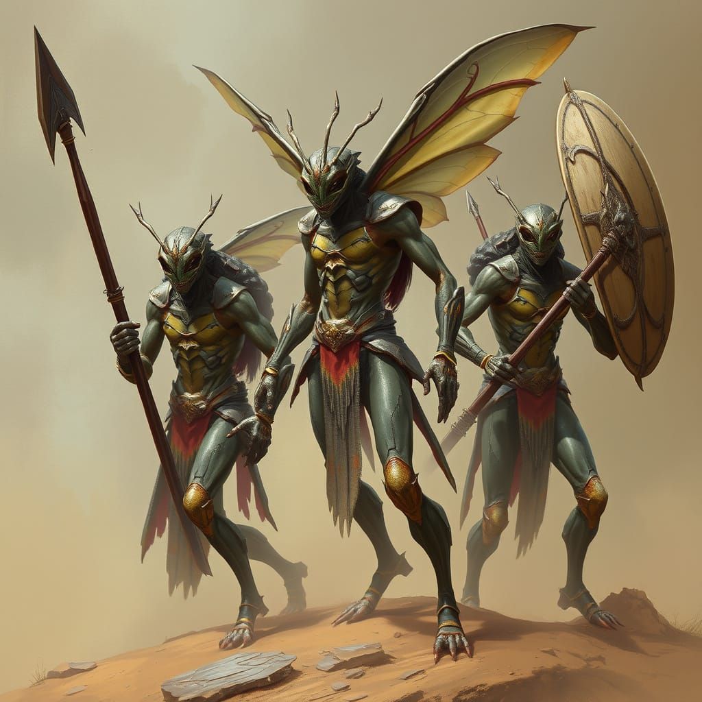 Insectoid-Human Warriors: A Fusion of Forms