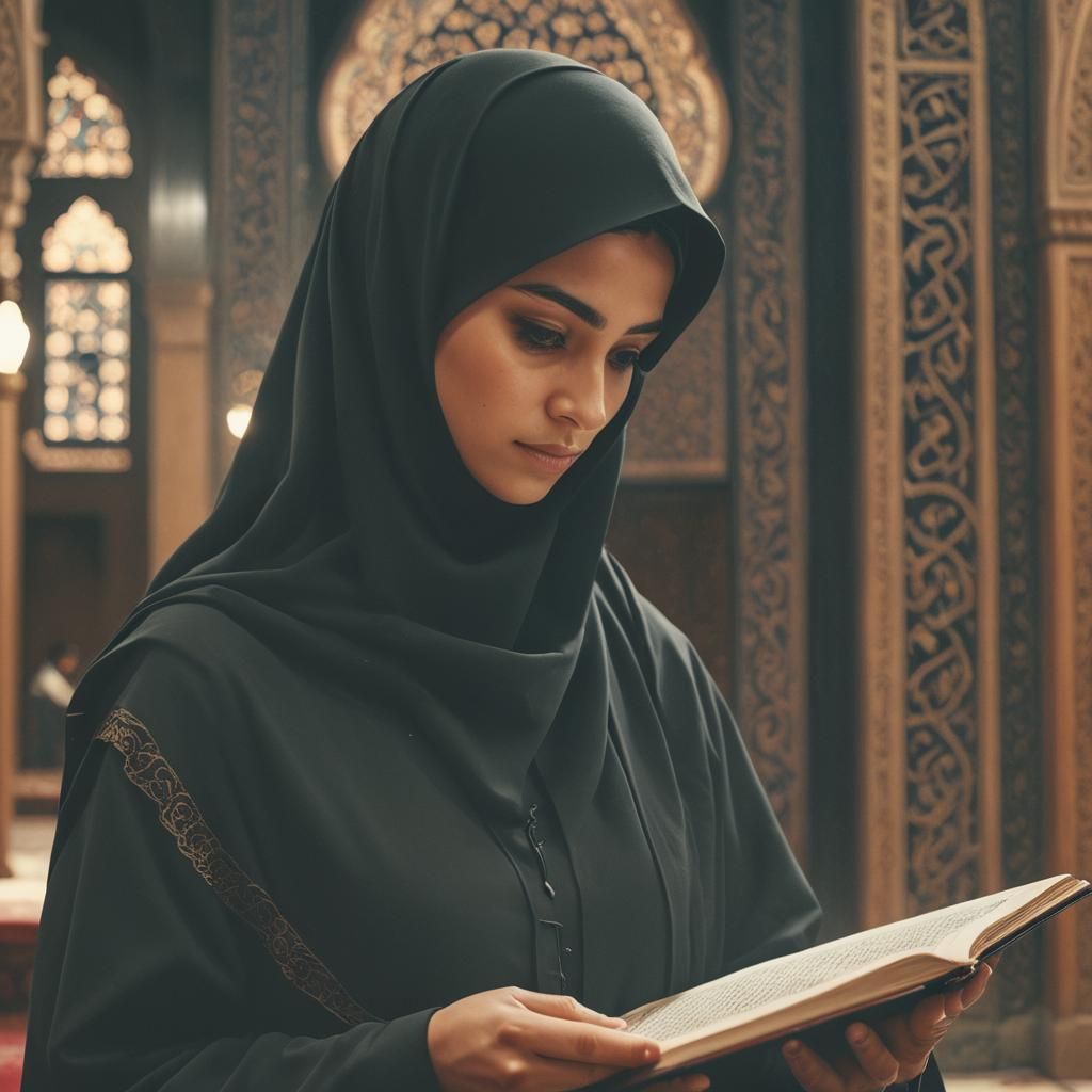 Woman in Niqab Reads Quran: Cinematic Mosque Scene