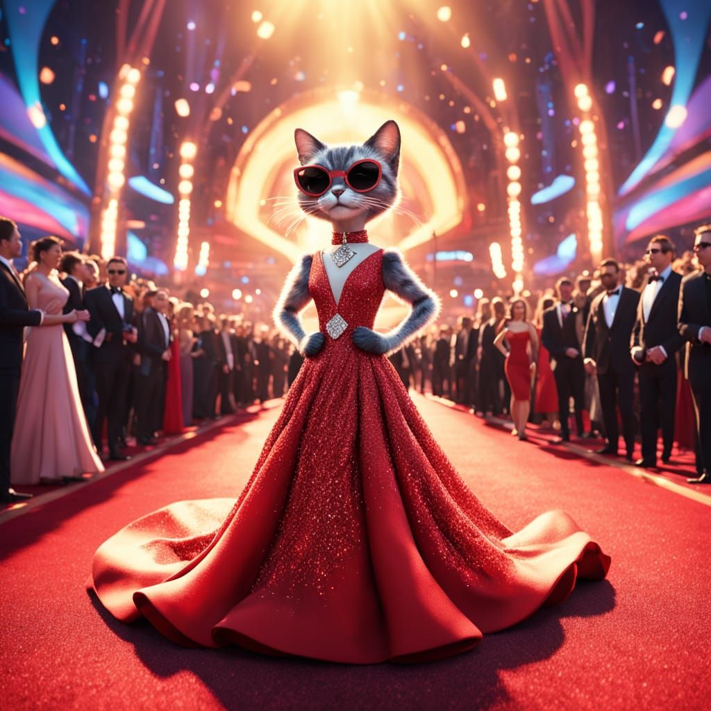 Glamorous Feline Red Carpet Royalty