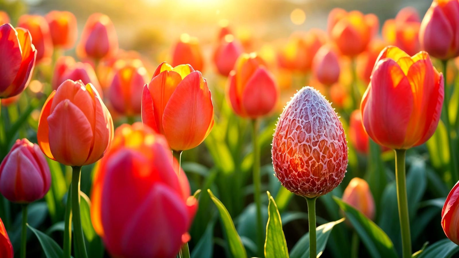 Vibrant Easter Tulips in Whimsical Botanical Realism