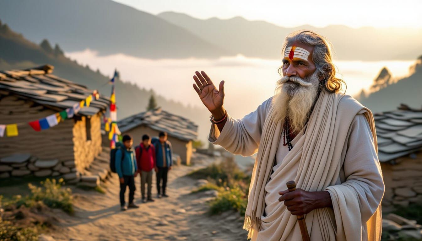Himalayan Sunrise: Elder Warns Trekkers on Village Trail