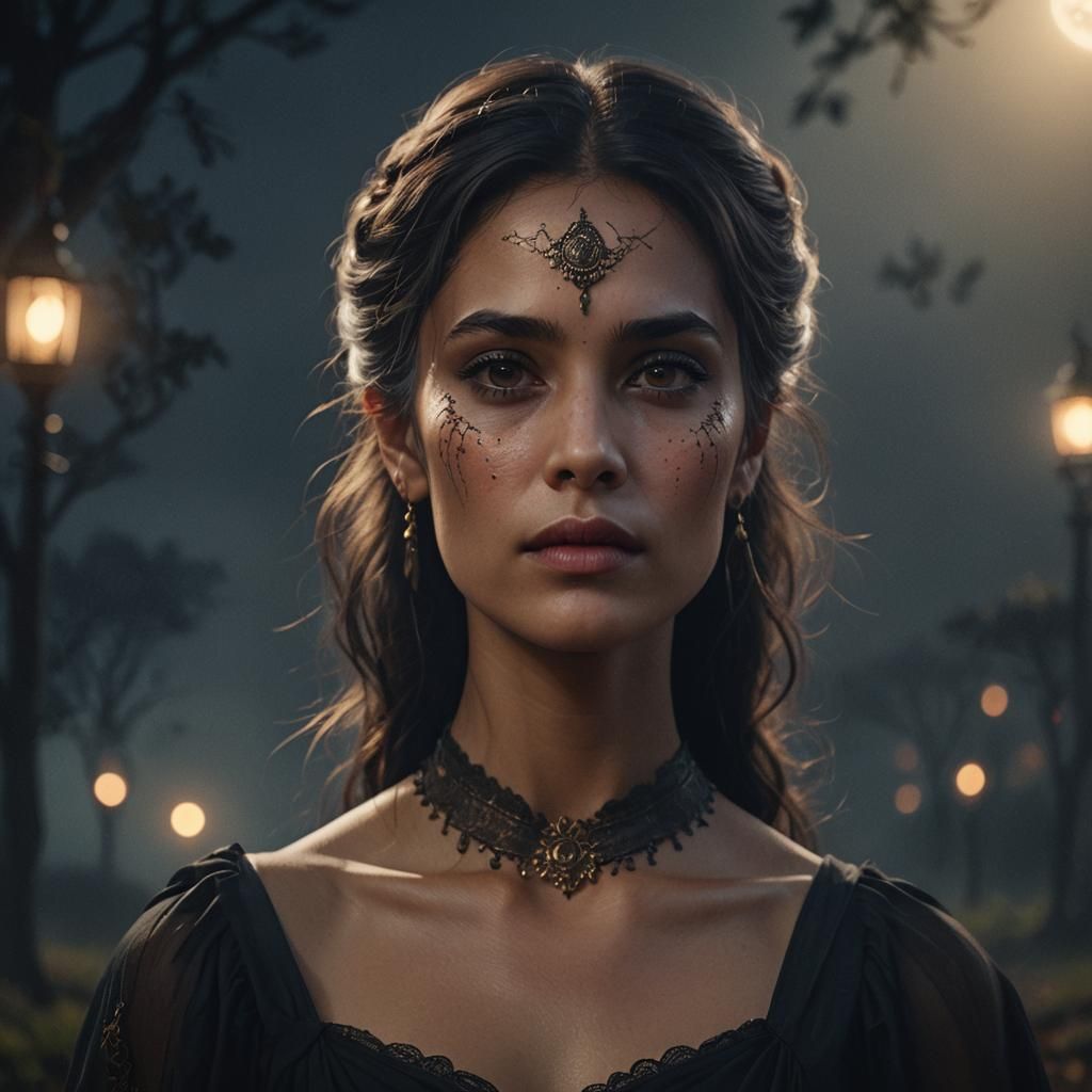 Mystical Dark Fantasy Portrait of Beautiful Woman