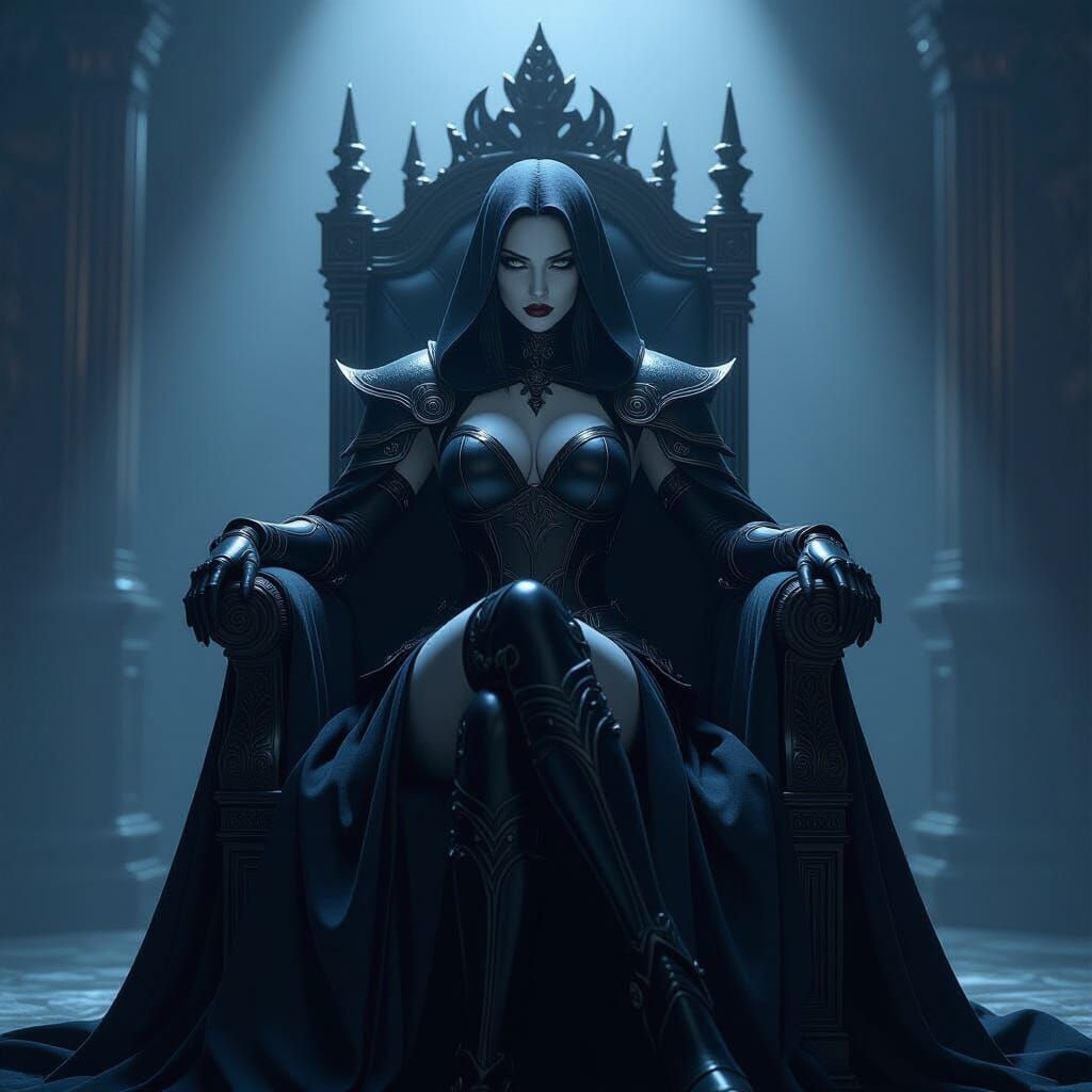 Lady Death on Throne in Comic Style