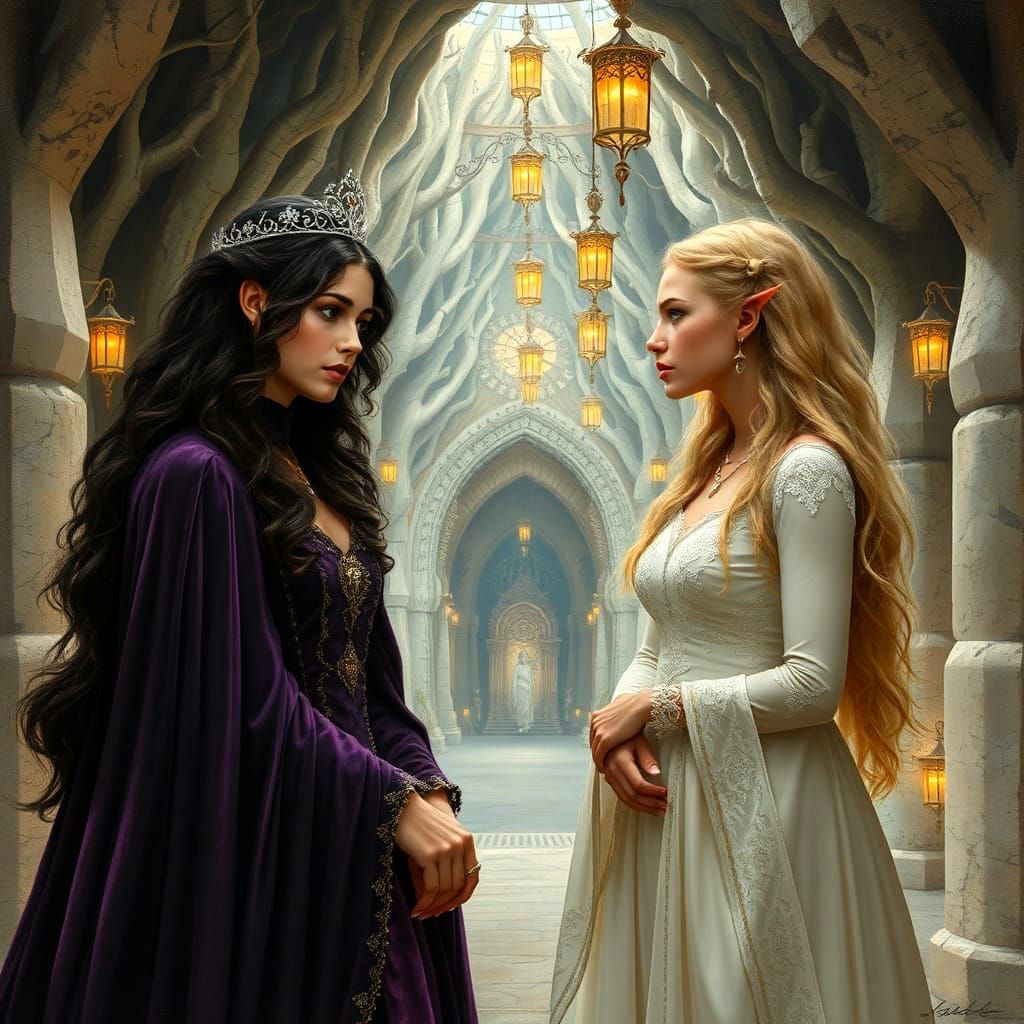 Galadriel and Melian Chatting in Menegroth
