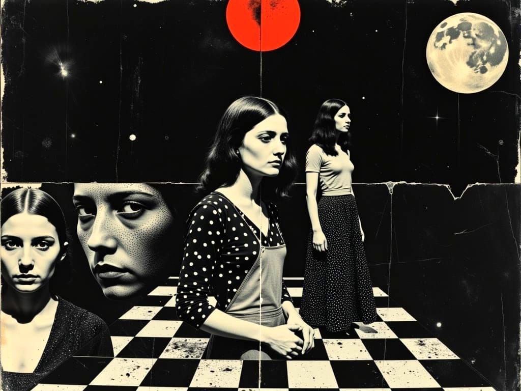 Queen of Hearts Chess Piece in Escher-Klimt Style