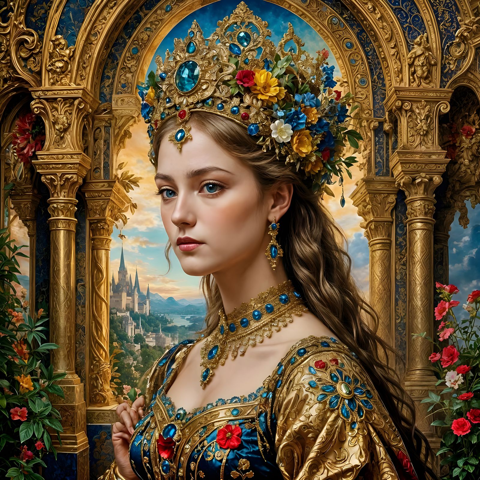 Luxurious Princess Portrait in Opulent Style