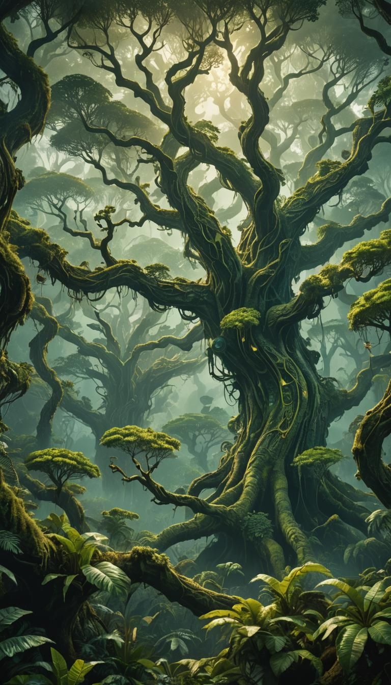 Emerald Alien Jungle: Hyper-Realistic Digital Concept Art