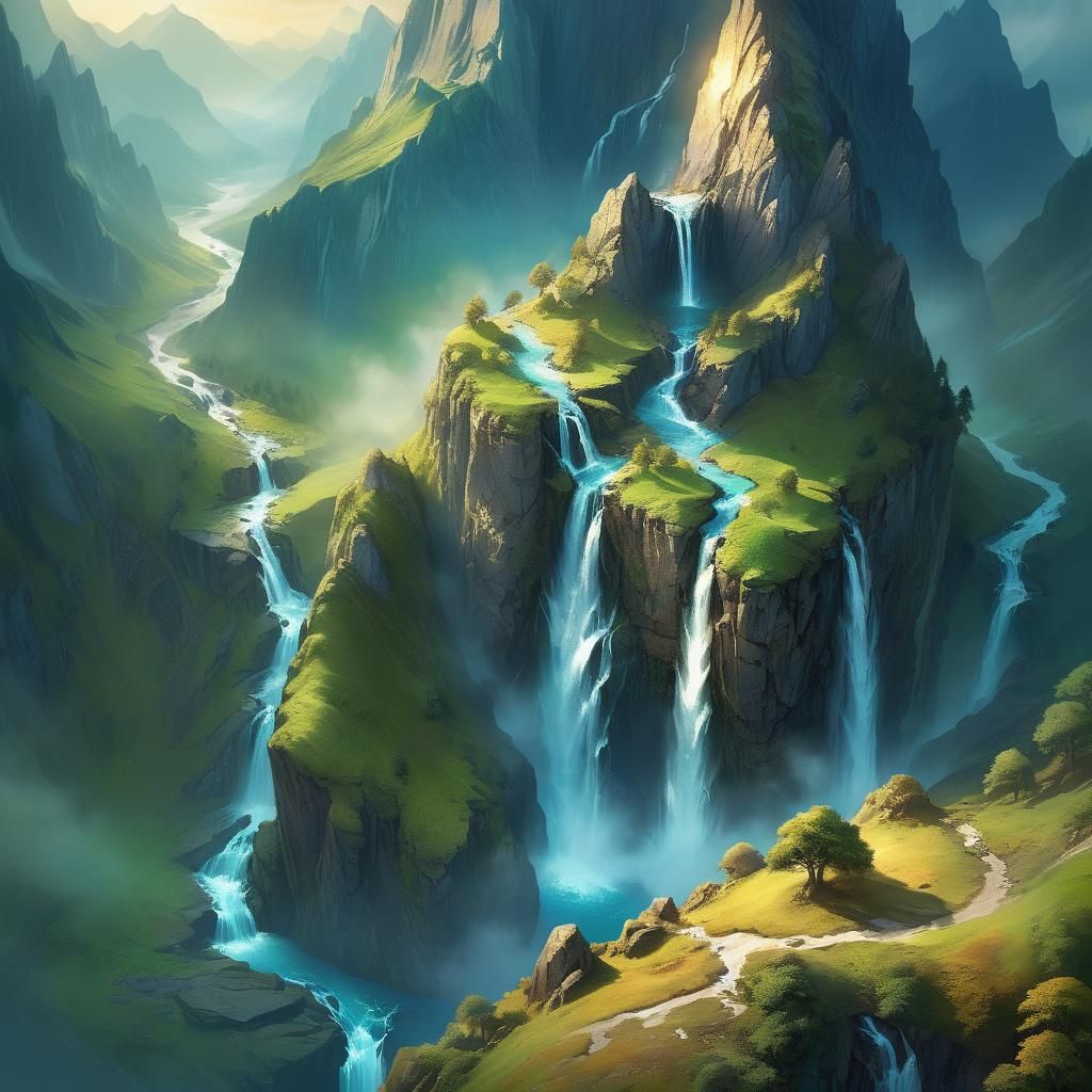 Mountain with Wise Face and Waterfall Beard