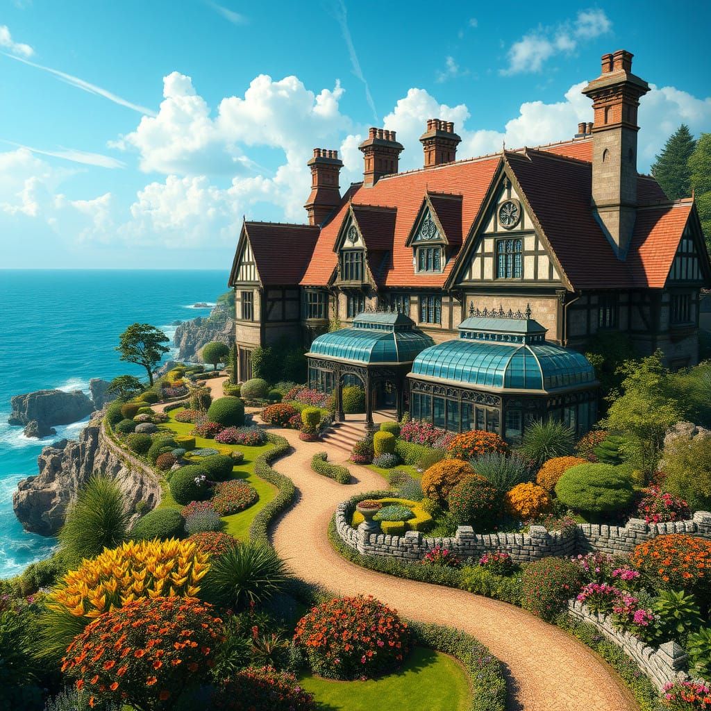 Regal Tudor Manor with Conservatory and Seaside Oasis