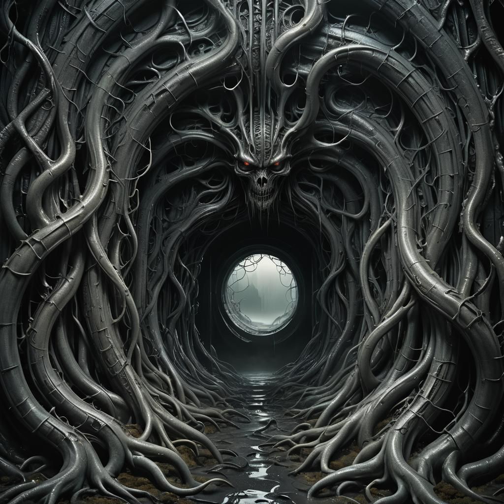 Dark Fantasy Portal with Bioluminescent Glow