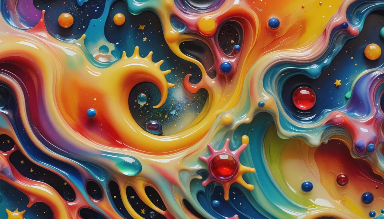 Surrealist Celestial Limbs in Iridescent Oil Painting