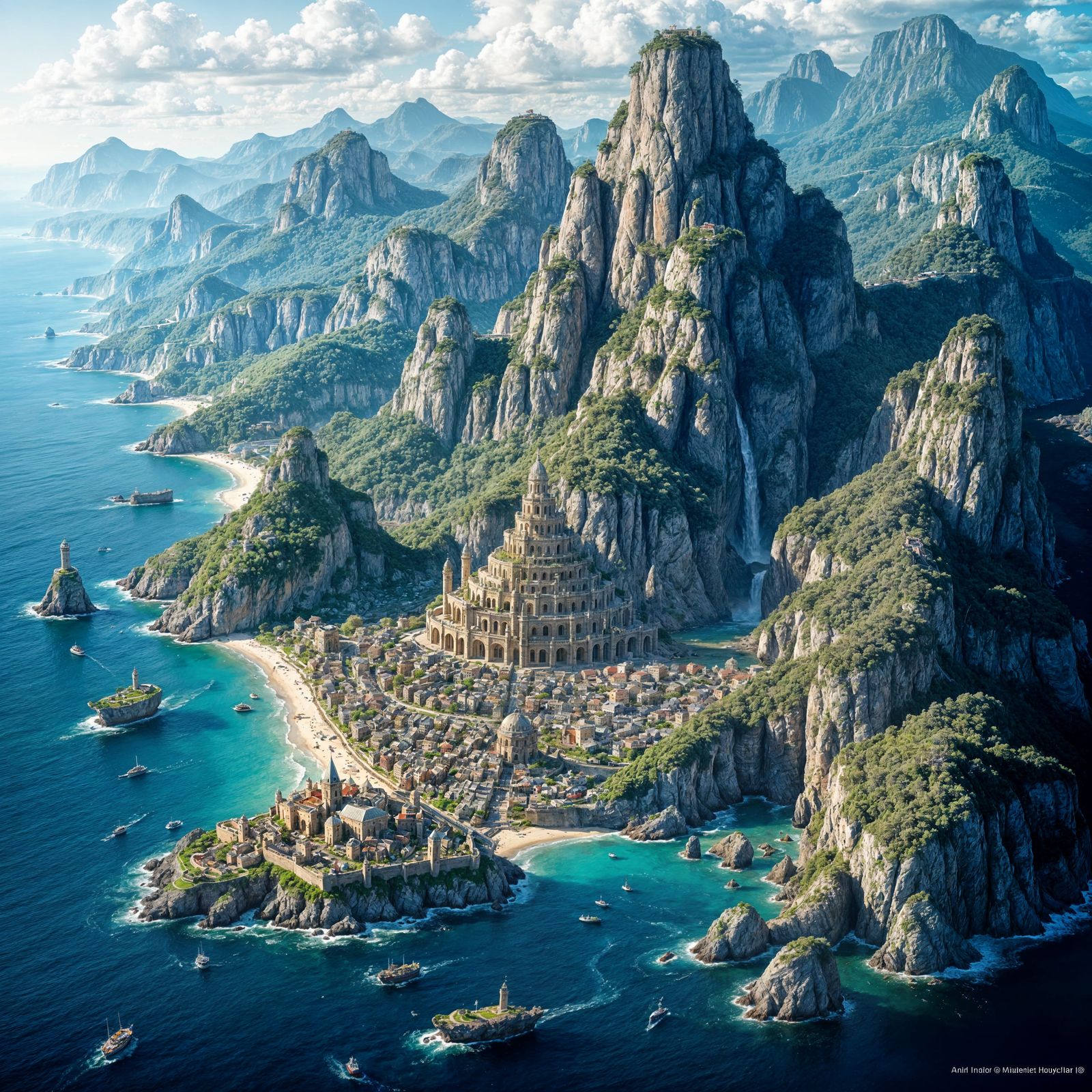 Island Kingdom of Alleppo: Bird's-Eye View in 70s Style