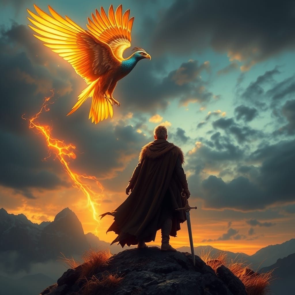 Golden Simurgh Descends Before a King