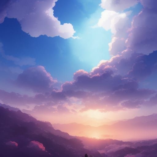 Floating Rock Landscape in Studio Ghibli Style