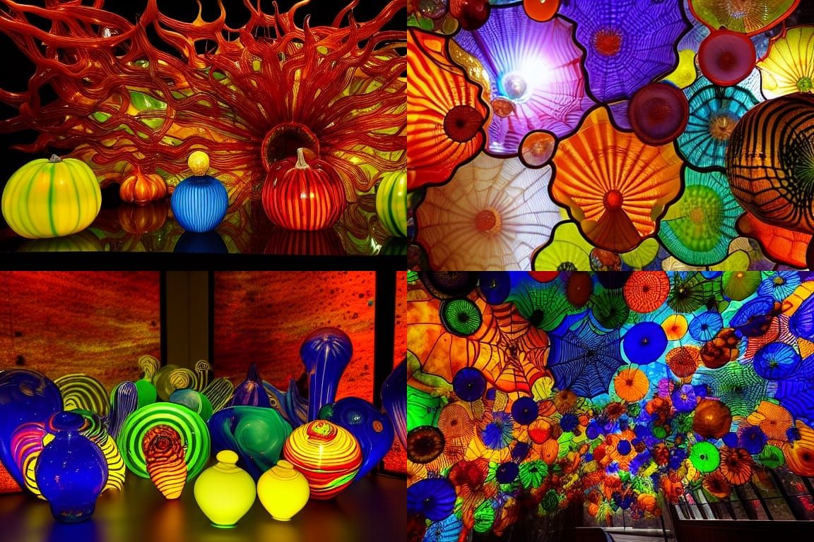 Chihuly-Inspired Glass Sculptures with Dynamic Lighting