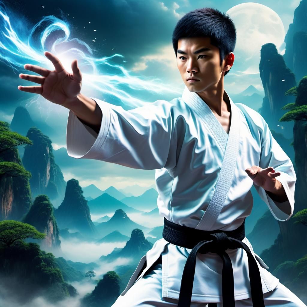 Magical Karate Kid in Fantasy Matte Painting