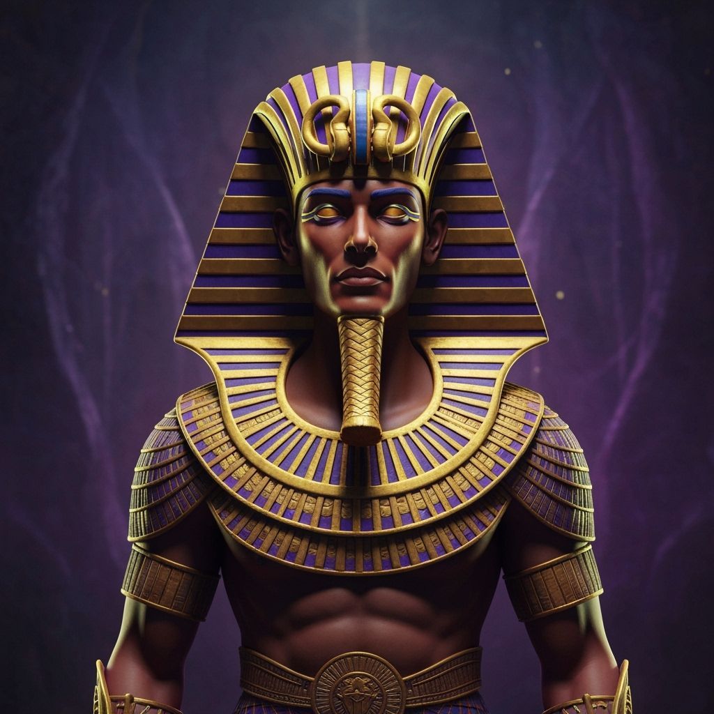 Pharaoh Ramses II in Ornate Golden Headdress