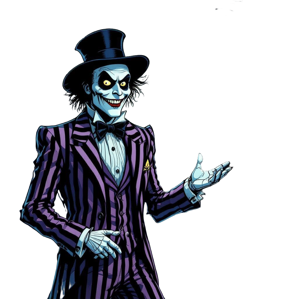 Beetlejuice Character Portrait in Dark Comedy Style