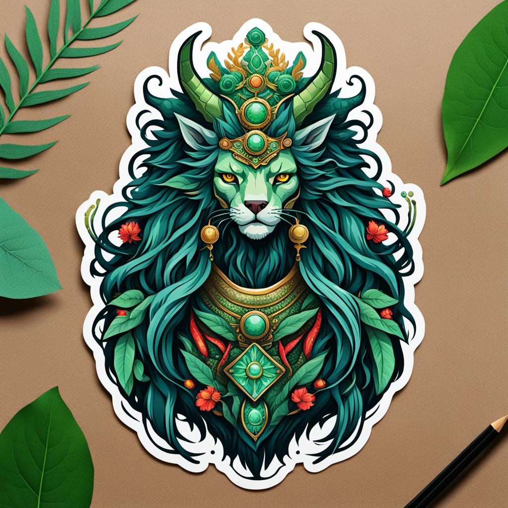 Nerea Beast Empress in Ecological Sticker Art