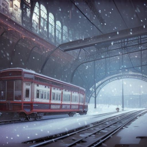 Winter Train Station in New York: Hyperdetailed Concept Art