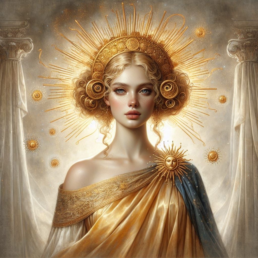 Enchanting Georgian Solar Goddess Exudes Golden Radiance