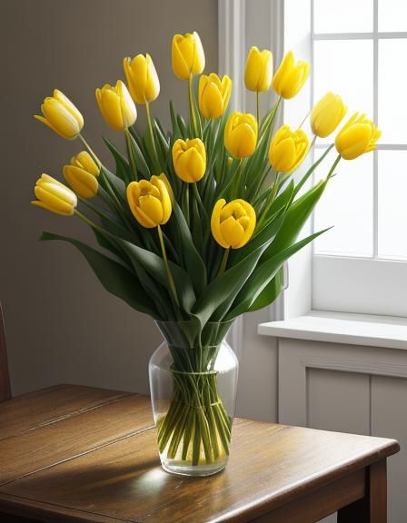 Red Tulips in Yellow Rain Boots with Butterfly