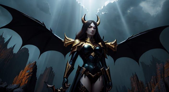 Demon Perched on Eyeball in Dark Fantasy Oil Painting