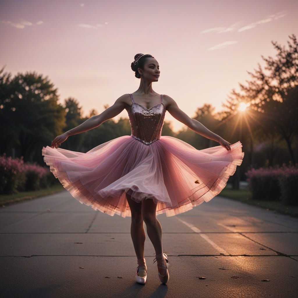Ballerina in Ethereal Sunset Dance