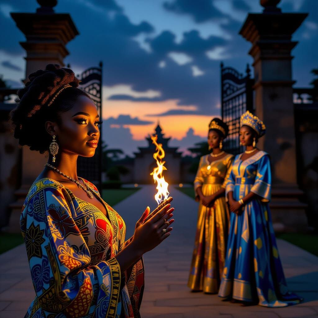 African Woman at Nri Gates in Contemporary Style