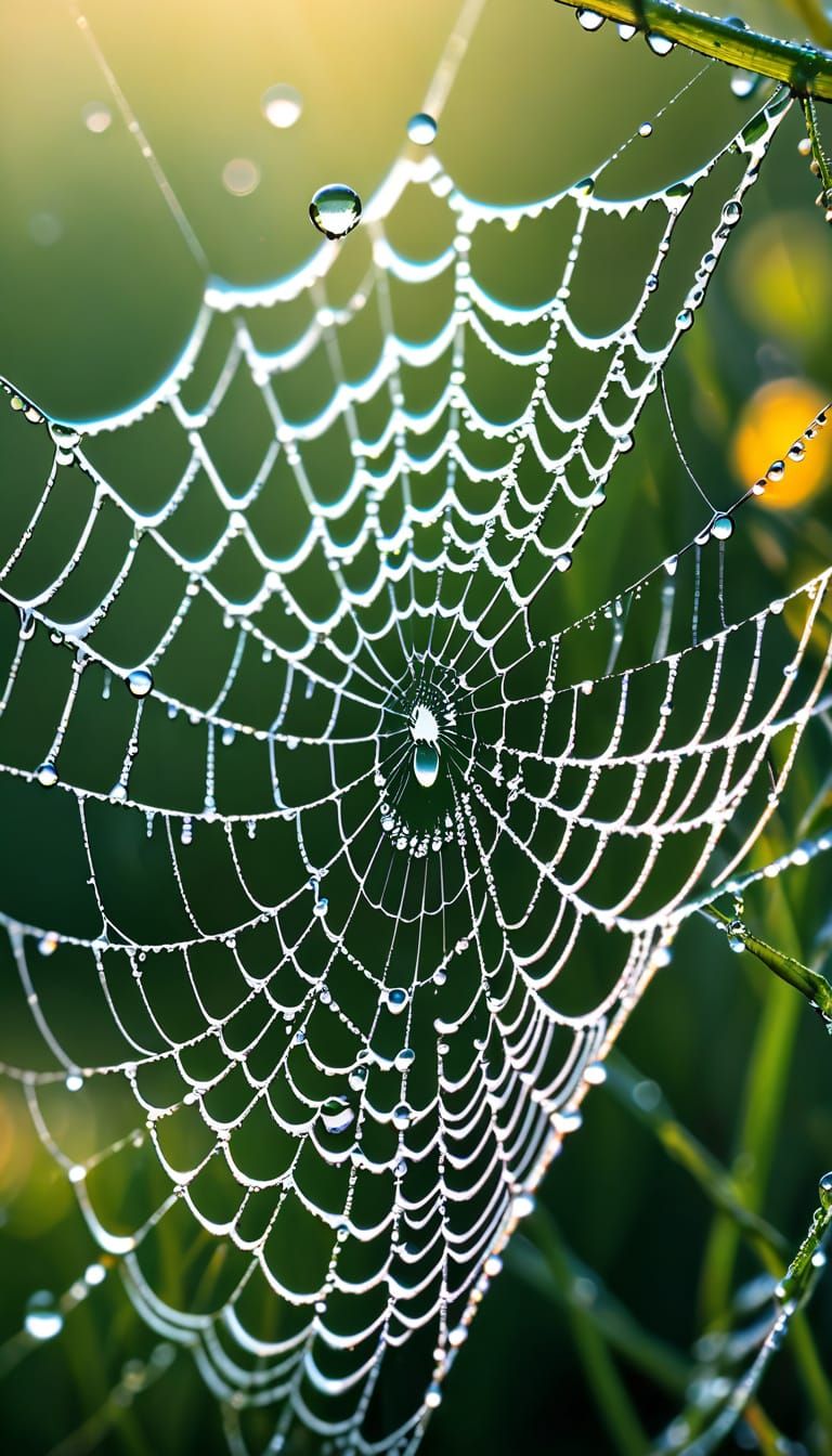 Delicate Morning Dew on a Spider's Web