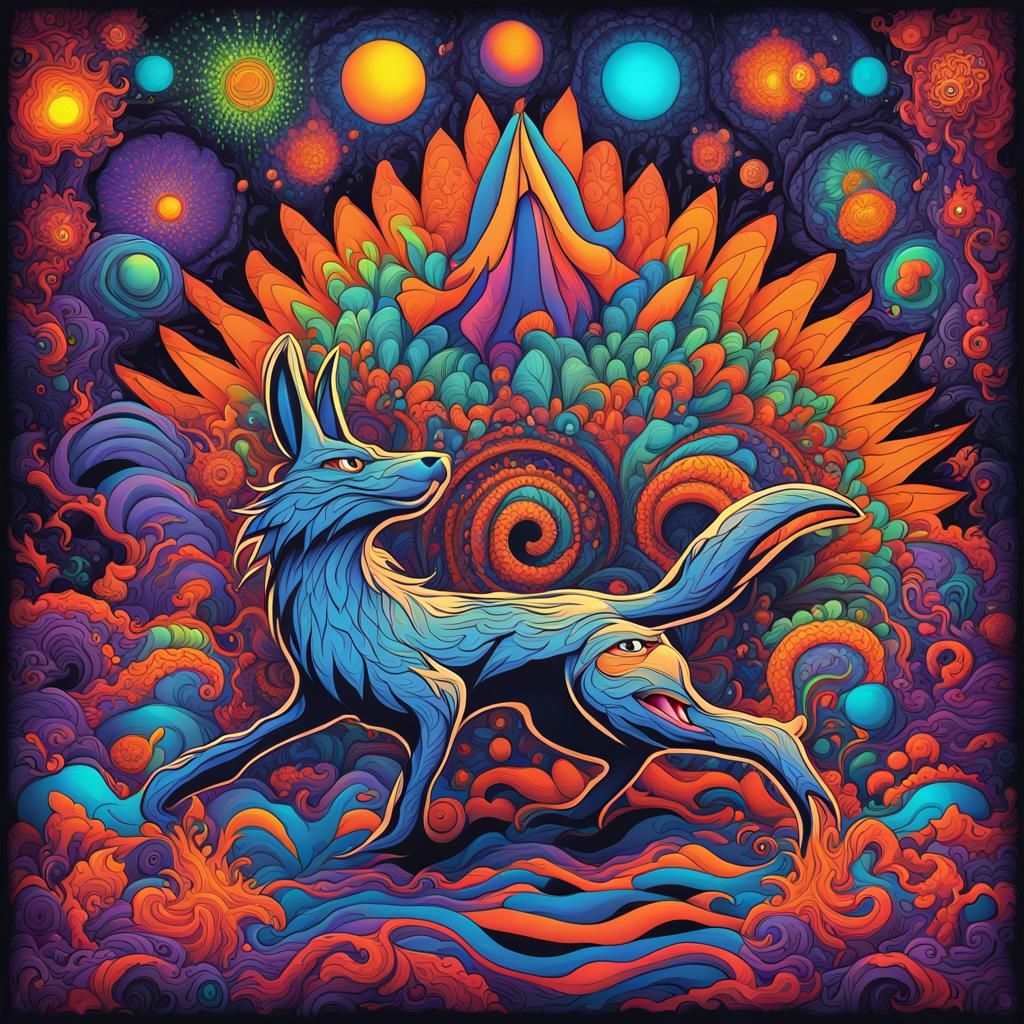 Psychedelic Wile E. Coyote Blacklight Poster