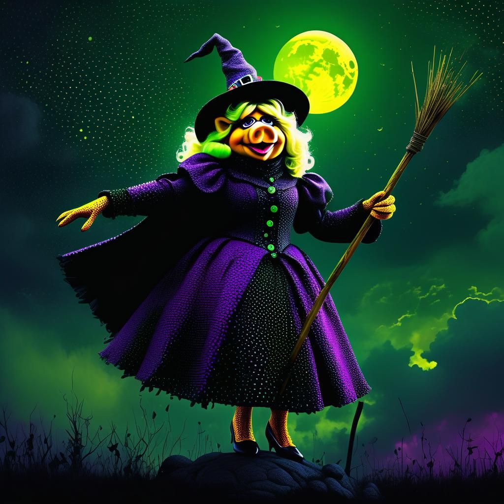Miss Piggy as Wicked Witch in Surreal Pop Art