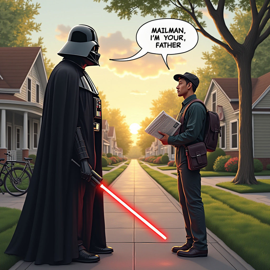 Darth Vader Meets Mailman in Surreal Photo