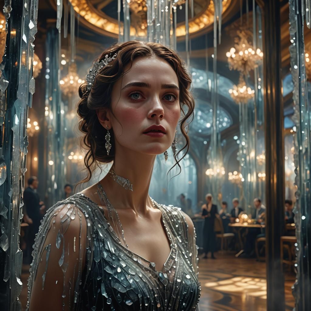 Ballroom Woman in Art Nouveau Style with Crystals