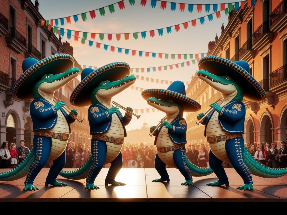 Alligator Mariachi Band in Festive Mexico