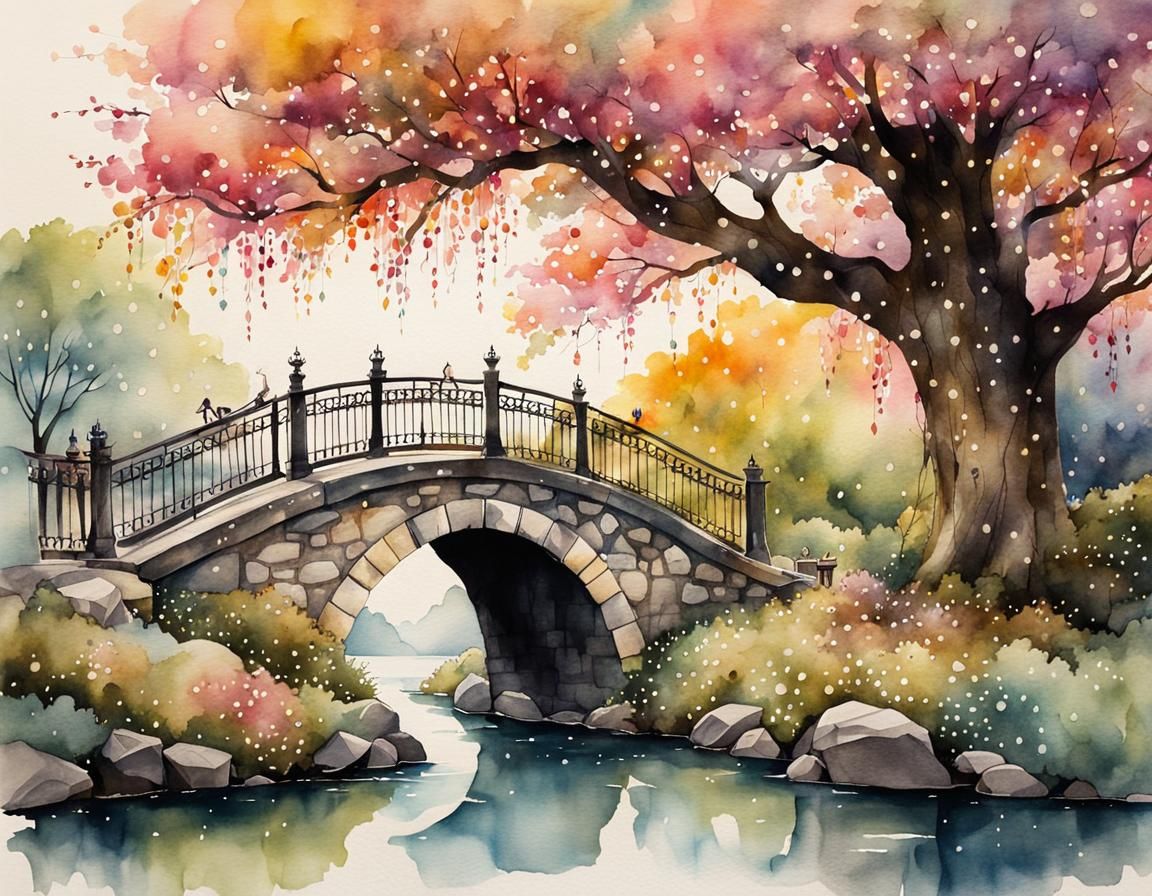 Magical Stone Bridge Storybook Illustration