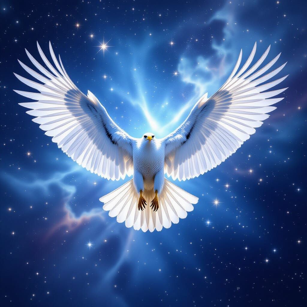 Cosmic Eagle Soaring Through Nebula in Baroque Style