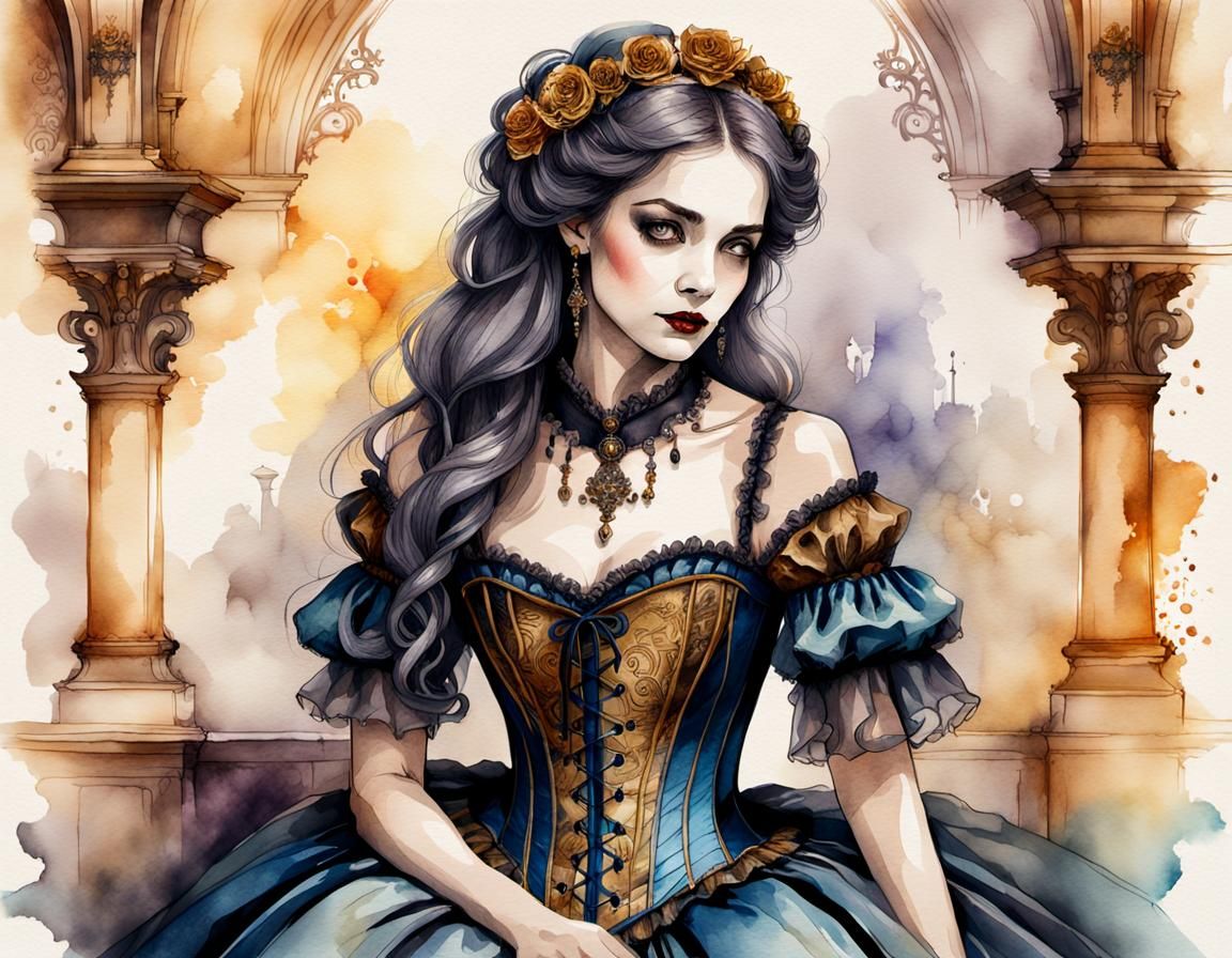 Ethereal Gothic Beauty in Baroque Corset