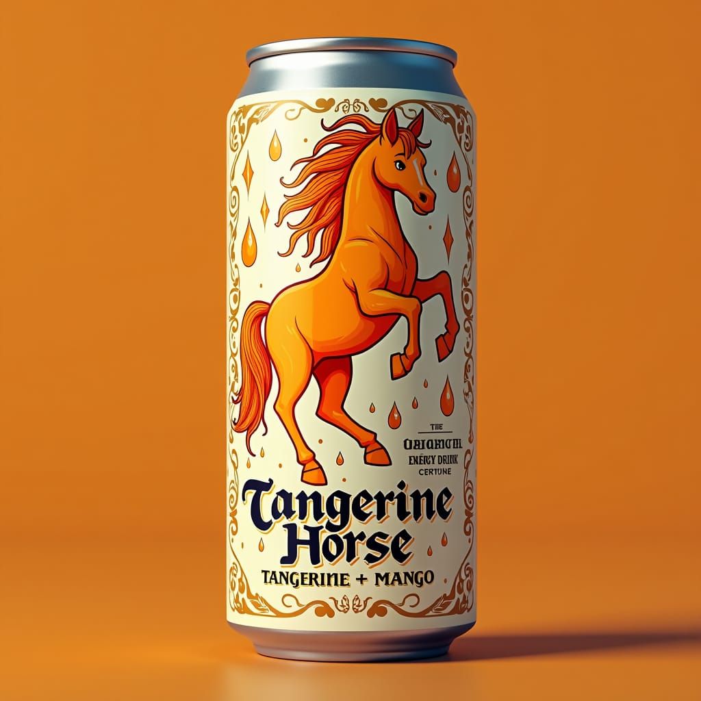 Tangerine Horse Energy Drink Can Design