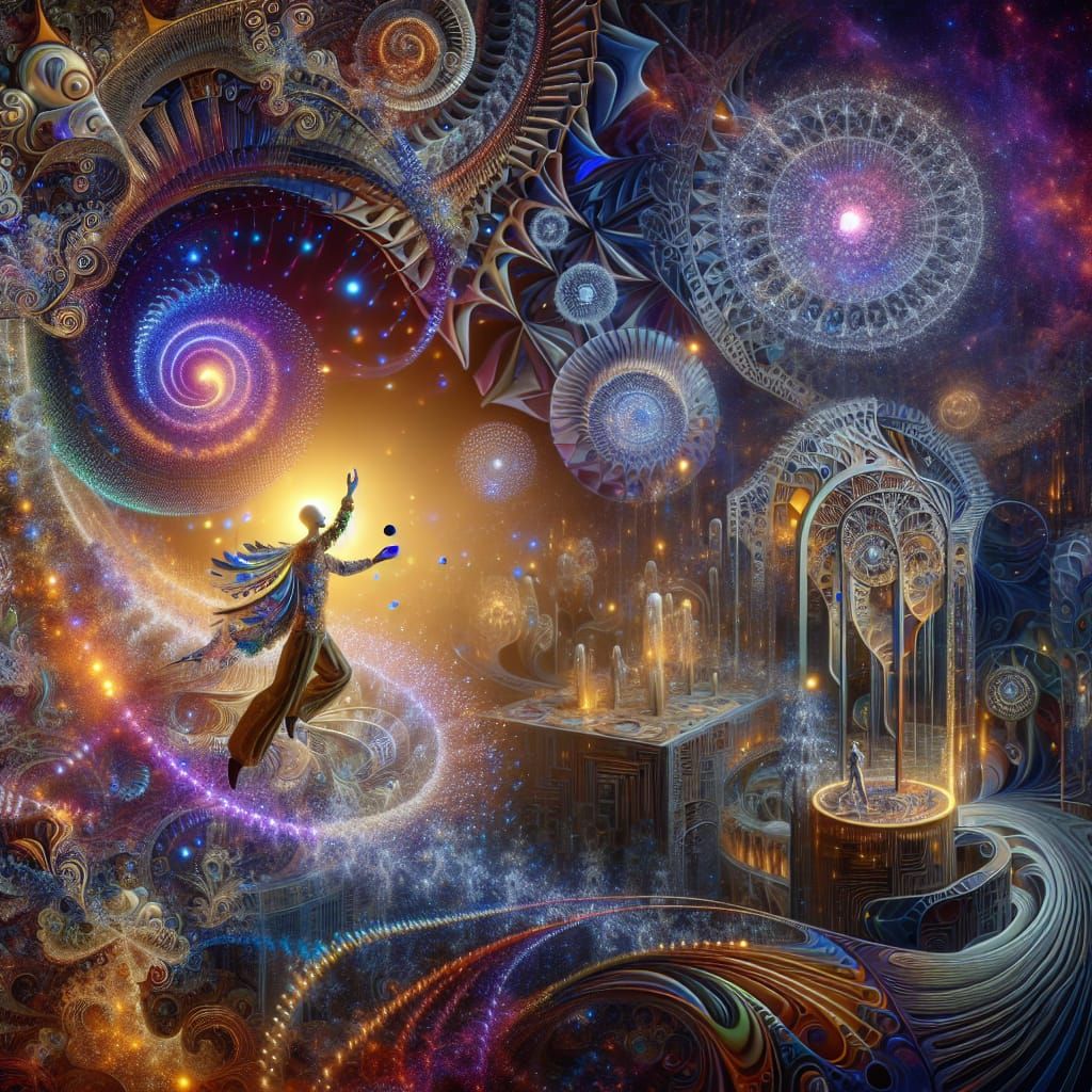 Dancing Figure in Art Nouveau Fractal Fantasy