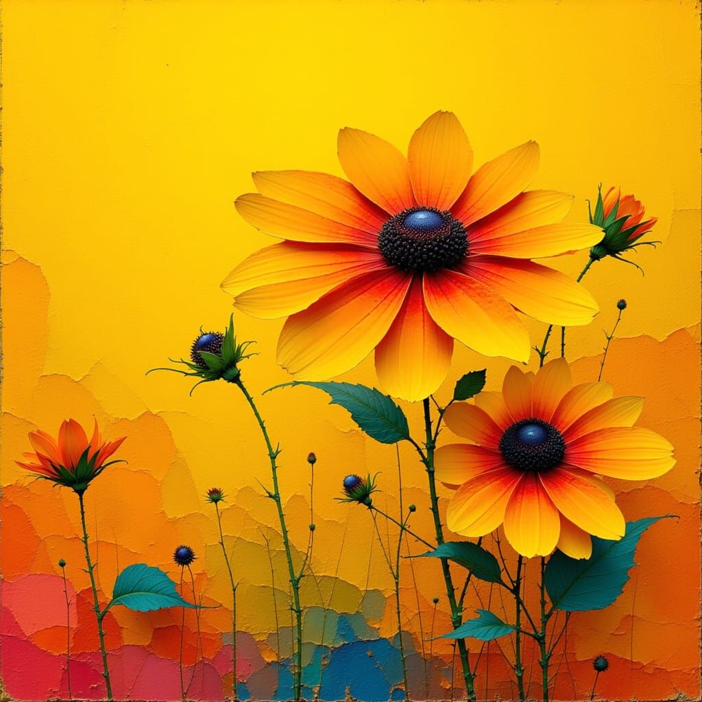 Black-Eyed Susan in Impressionist Style