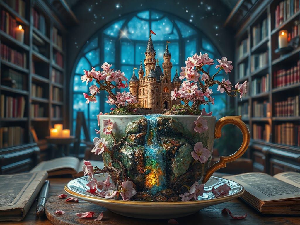 Microscopic Castle in Teacup: Fine Art Photography