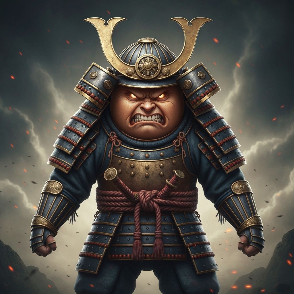 Fierce Samurai Egg in Digital Matte Painting Style