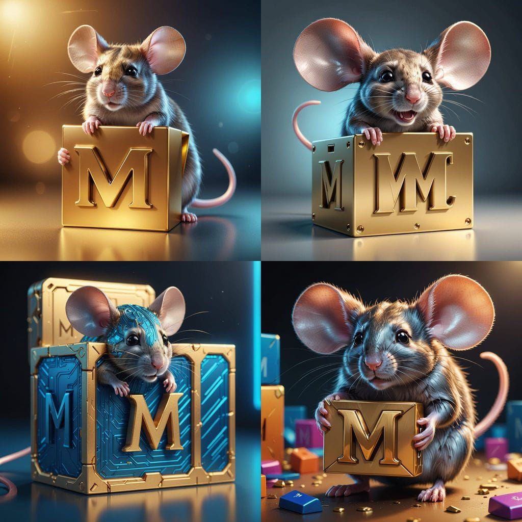 Strong Mouse Carries 3D Letter M