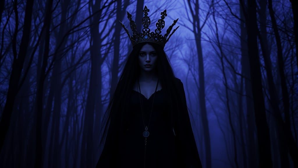 Nyx, Goddess of Night, in Dark Forest
