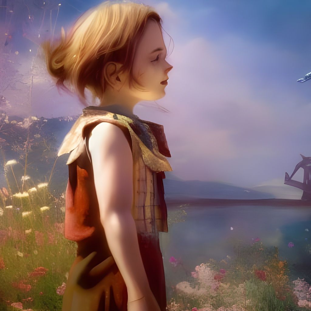 Kids Watching Fireworks in Storybook Style