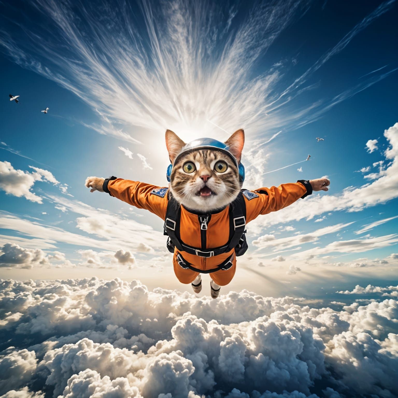 Funny Skydiving Cat in Freefall